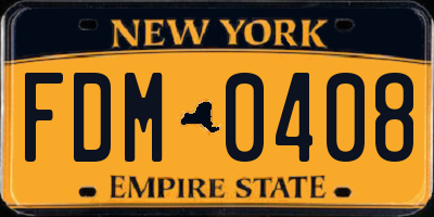 NY license plate FDM0408