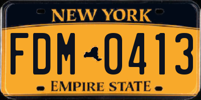 NY license plate FDM0413