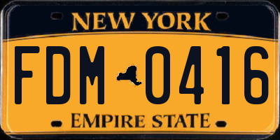 NY license plate FDM0416