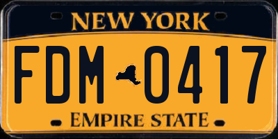 NY license plate FDM0417