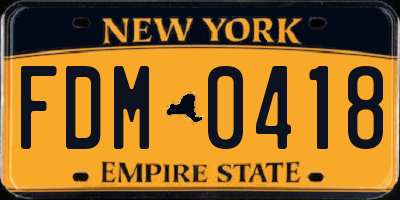 NY license plate FDM0418