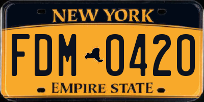 NY license plate FDM0420
