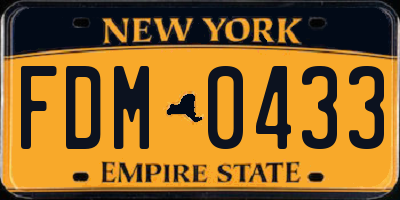 NY license plate FDM0433