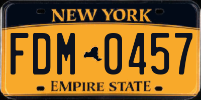 NY license plate FDM0457