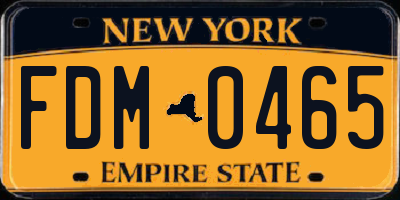 NY license plate FDM0465
