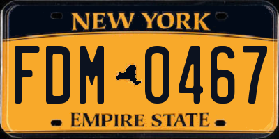 NY license plate FDM0467
