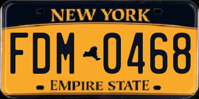 NY license plate FDM0468