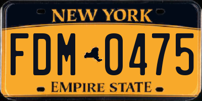 NY license plate FDM0475