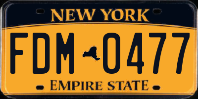 NY license plate FDM0477