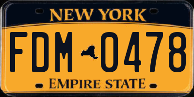 NY license plate FDM0478
