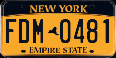 NY license plate FDM0481