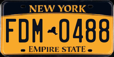 NY license plate FDM0488