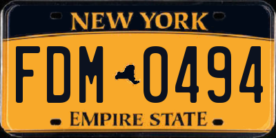 NY license plate FDM0494