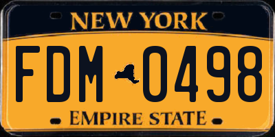 NY license plate FDM0498