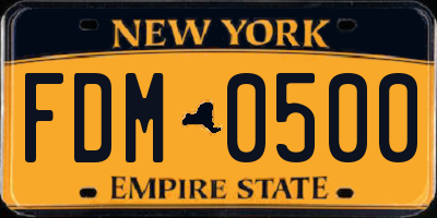 NY license plate FDM0500