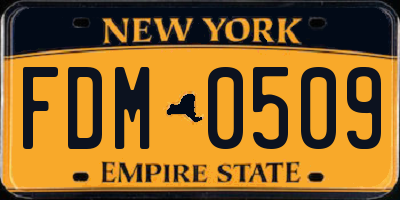 NY license plate FDM0509