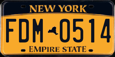 NY license plate FDM0514