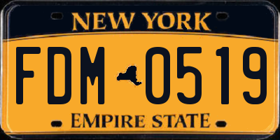 NY license plate FDM0519