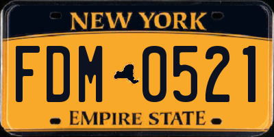 NY license plate FDM0521