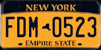 NY license plate FDM0523