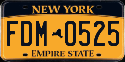 NY license plate FDM0525