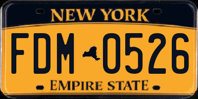 NY license plate FDM0526
