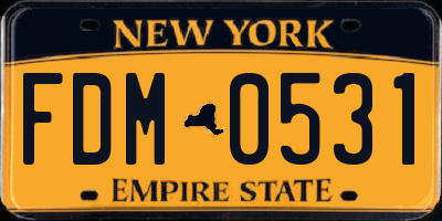 NY license plate FDM0531
