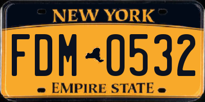 NY license plate FDM0532