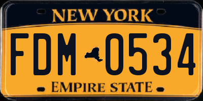 NY license plate FDM0534