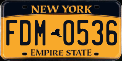 NY license plate FDM0536