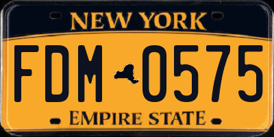 NY license plate FDM0575