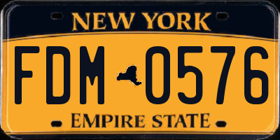 NY license plate FDM0576