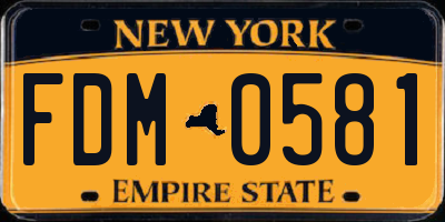 NY license plate FDM0581