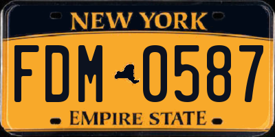 NY license plate FDM0587