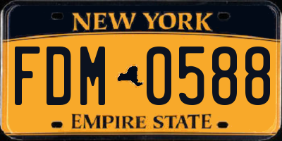 NY license plate FDM0588