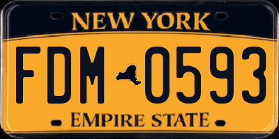 NY license plate FDM0593