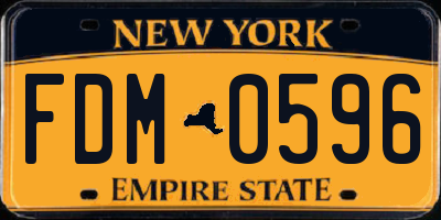NY license plate FDM0596