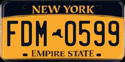 NY license plate FDM0599