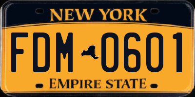 NY license plate FDM0601