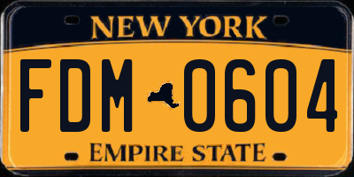 NY license plate FDM0604