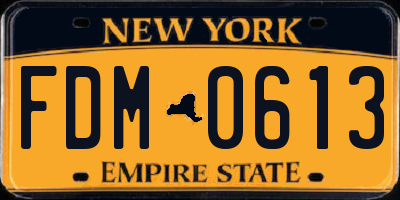 NY license plate FDM0613