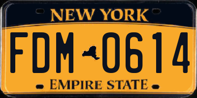 NY license plate FDM0614