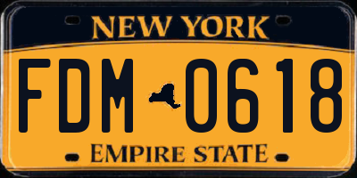 NY license plate FDM0618