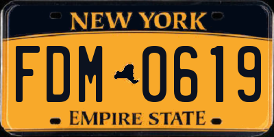 NY license plate FDM0619