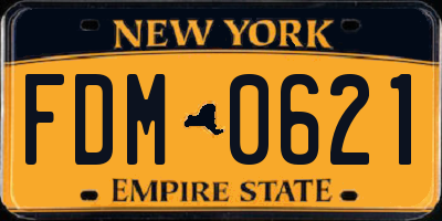 NY license plate FDM0621