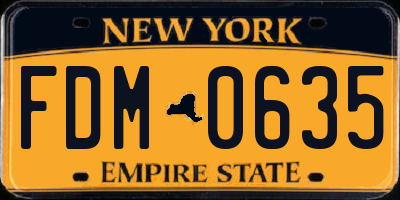 NY license plate FDM0635