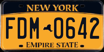 NY license plate FDM0642