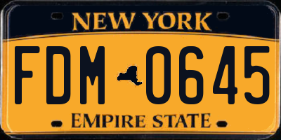 NY license plate FDM0645