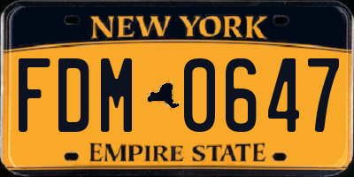 NY license plate FDM0647