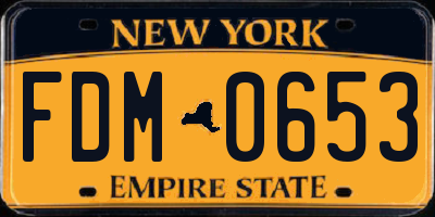 NY license plate FDM0653